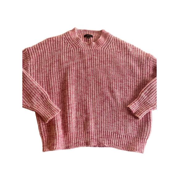 J. Crew Sweaters - J Crew Sweater Womens Med Pink Cotton Blend Crew Neck Pullover Chunky oversized